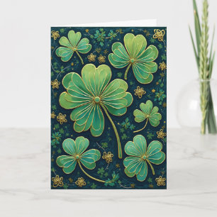 Gröna och gyllene shamrocks helgkort