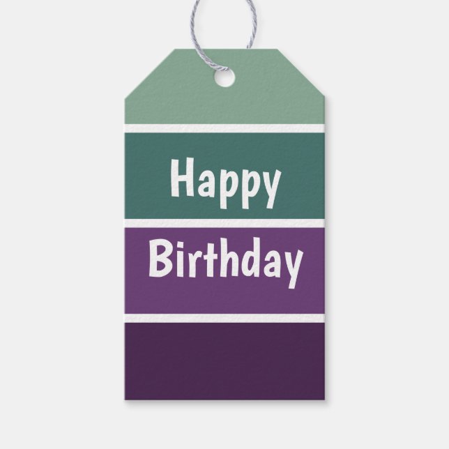 Gröna Och Lila Ränder Presentetikett (Framsidan)