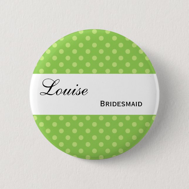 Gröna och limefruktpolka dots som gifta sig knapp (Framsida)