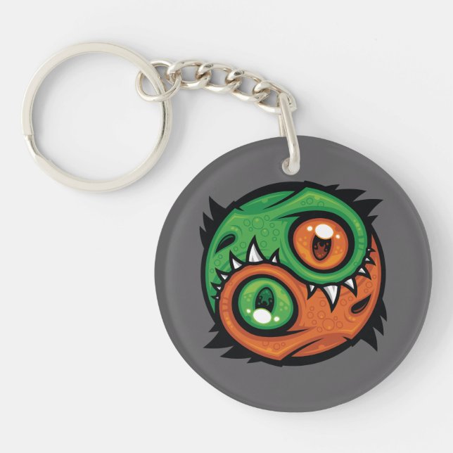 Gröna och orange Yin Yang-drakar (Framsidan)