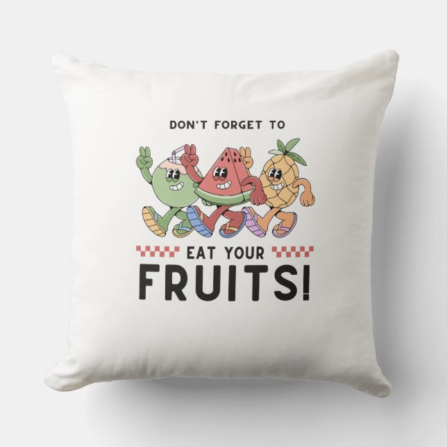 Gröna och orangea Groovy frukter  Kudde (Framsida)