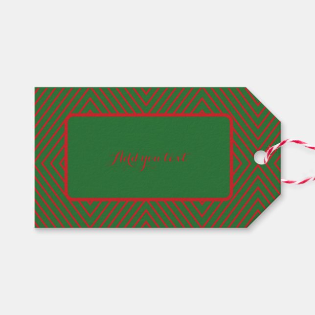 Gröna och röda diagonala linjer presentetikett (Framsidan (Horizontal))