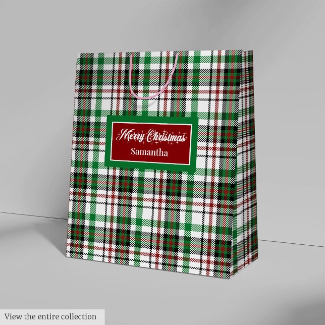 Gröna och röda julförpackningar Monogram Högtid (Green and Red Christmas Bags Monogram Holiday Style)