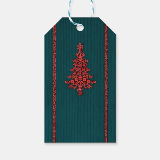 Gröna och röda kristallgranar presentetikett (Framsidan)