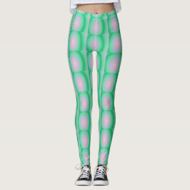 Gröna och rosa feta cirklar leggings