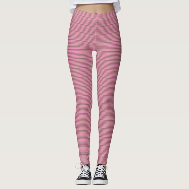 Gröna och rosa ränder leggings (Framsida)