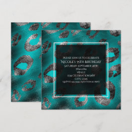 Gröna och silver leopardtryckta festerinavitatione inbjudningar