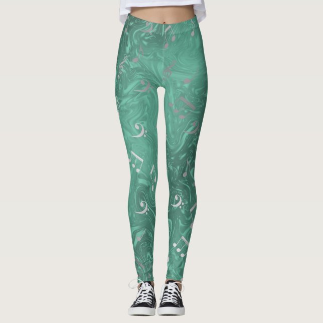 gröna och silverfärgade leggings eleganta toner (Framsida)