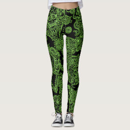 Gröna och svarta dödskalleleggings leggings