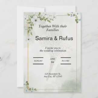 gröna och vita blommor elegant blomsterbröllopsinb inbjudningar