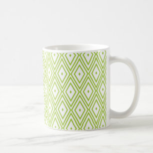 Gröna och vita diamanter av kalk kaffemugg
