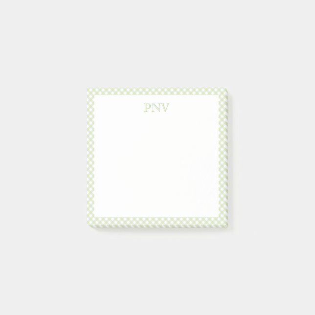 Gröna och vita Preppy-lappar Post-it Block (Framsida)