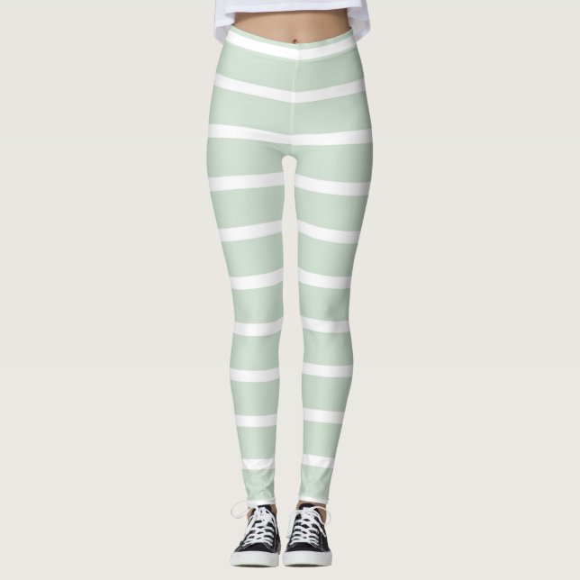 Gröna och vita randiga leggings  (Framsida)