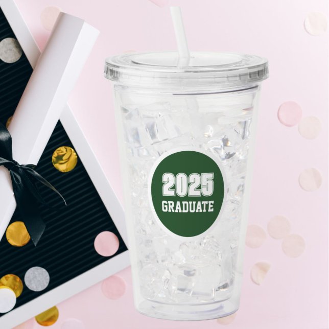 Gröna och vita skol färger Examensår Take Away Mugg (In Situ Graduation)