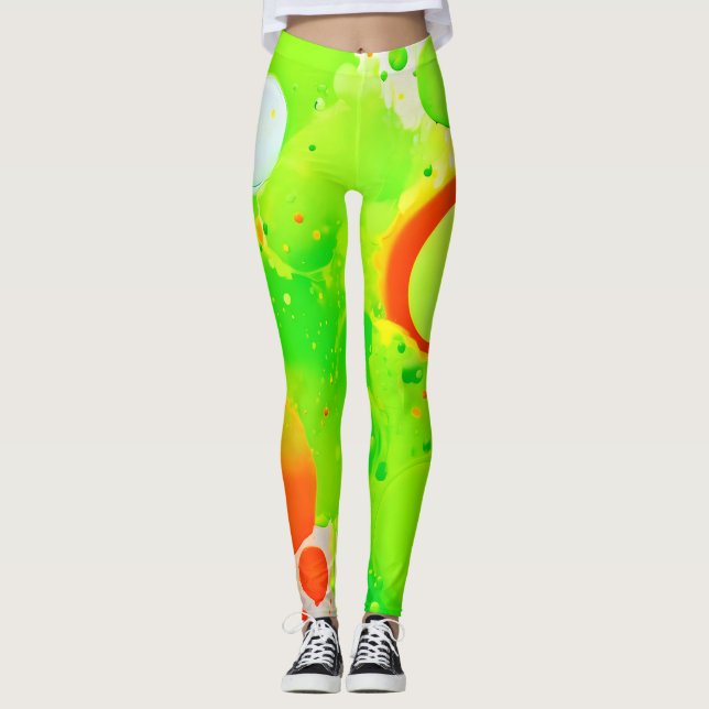 Gröna & Orange Nyanser Leggings (Framsida)