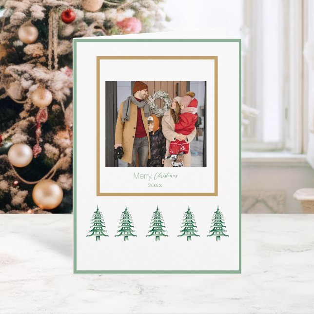 Gröna Pagod Julgranar 1-Photo Kort (Green Pagoda Christmas Trees 1-Photo Card)