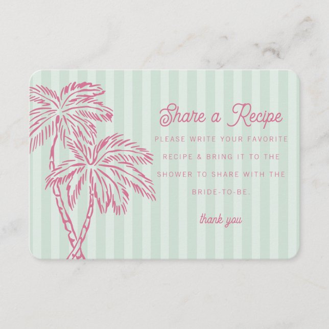 Gröna Palm Springs Pastell Beach Dela receptkort Tilläggskort (Framsida)