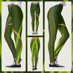 Gröna palmblad Naturligt tropiskt abstrakt Leggings