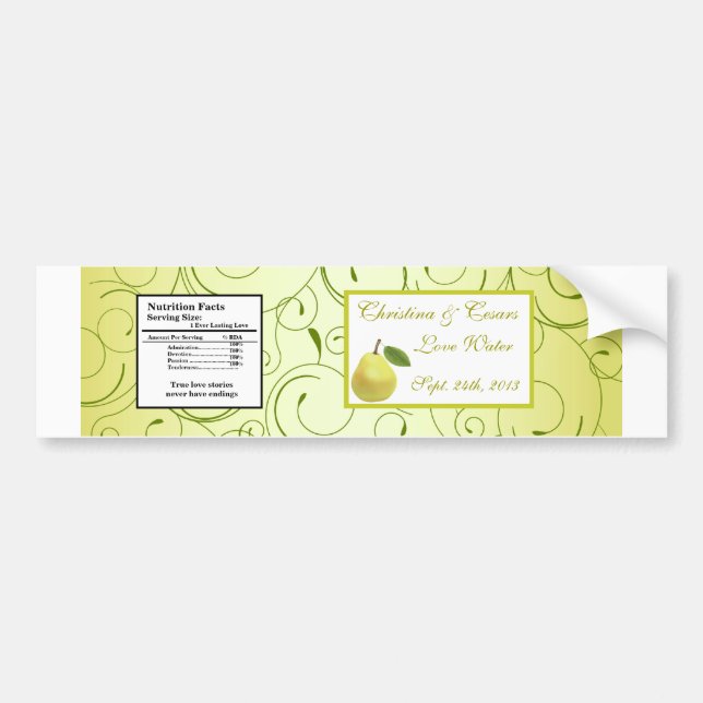 Gröna päronsaxlar med vattenflaska-etikett bildekal (Framsidan)
