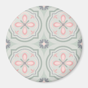 Gröna Pastell Blommiga Plattor Magnet