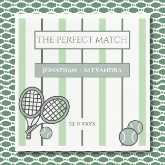 Gröna Perfekta Match Tenniskoppel Bröllopsdusch Pappersservett