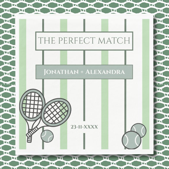 Gröna Perfekta Match Tenniskoppel Bröllopsdusch Pappersservett (Skapare uppladdad)