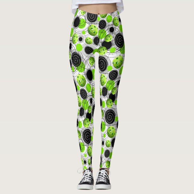 Gröna Pickleballs - damasker Leggings (Framsida)