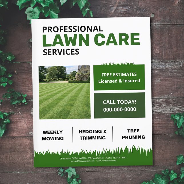 Gröna Plattor - Trädgårdsskötsel Tjänster Flygblad (Green Tiles - Lawn Care Services Flyer)