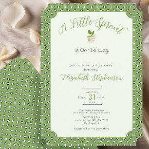 Gröna prickar Little Sprout Baby Shower Inbjudningar
