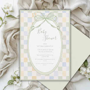 Gröna ramblock Enkel baby shower Inbjudningar