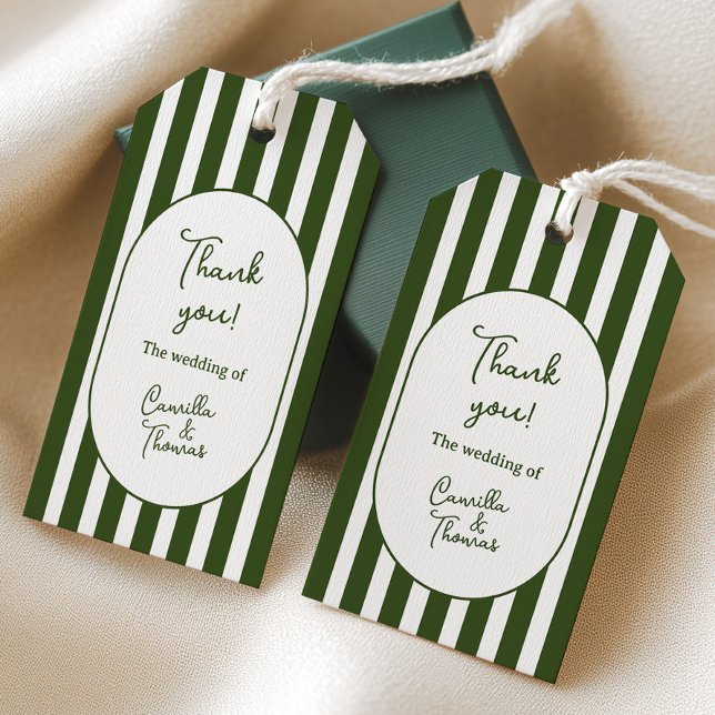 Gröna Ränder Bröllop Presentetikett (Skapare uppladdad)