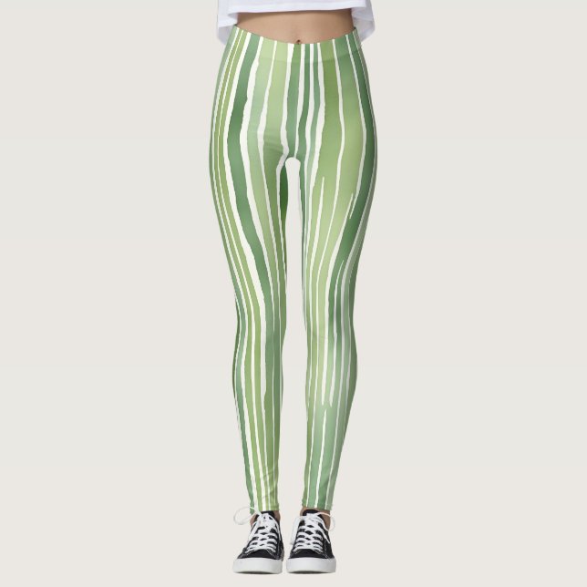 Gröna Ränder  Leggings (Framsida)