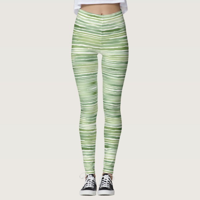 Gröna Ränder  Leggings (Framsida)