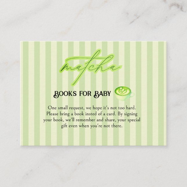 Gröna Ränder Matcha Böcker för Bebis Tilläggskort (Framsida)