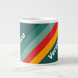 Gröna Ränder med Namn Jumbo Mugg