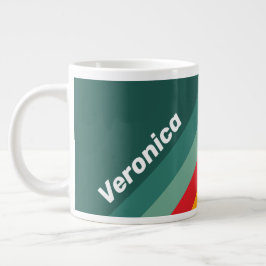 Gröna Ränder med Namn Jumbo Mugg