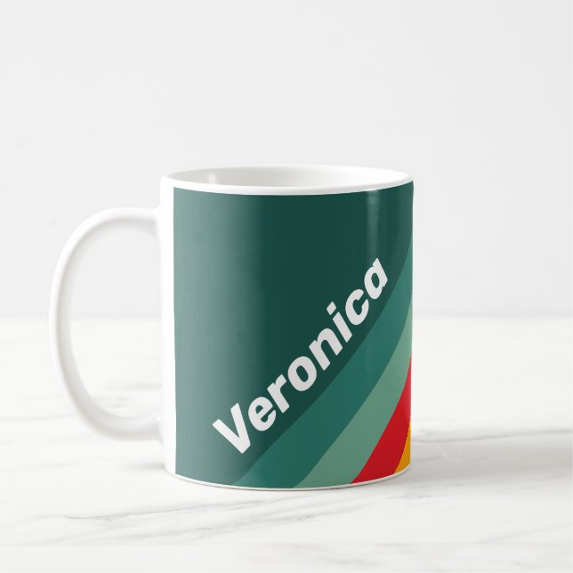 Gröna Ränder med Namn Kaffemugg (Vänster)