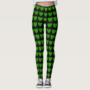 Gröna randiga hjärtan leggings