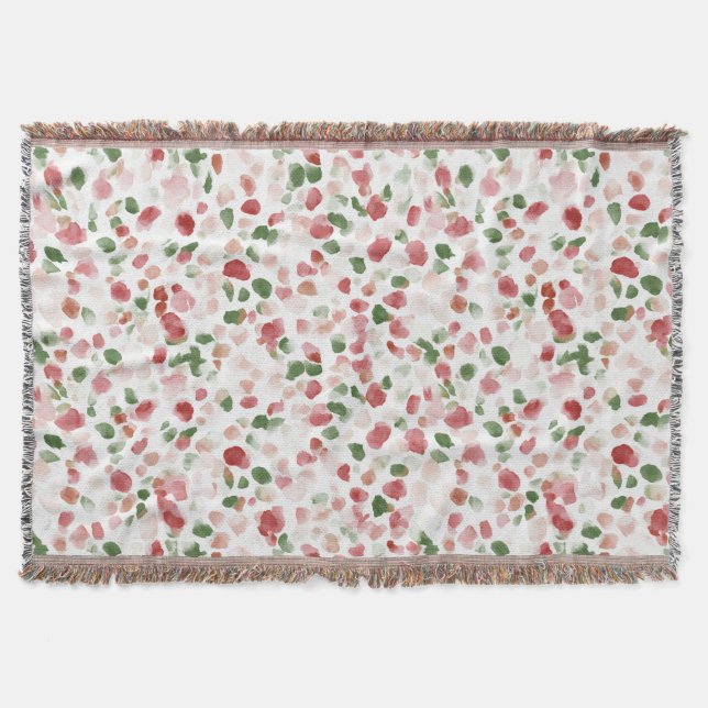 Gröna Röda Blomblad Filt (Framsidan)