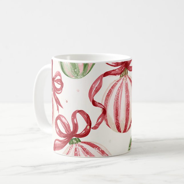 Gröna Röda Julglödgar Rosetter Kaffemugg (Framsida vänster)