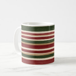 Gröna Röda Kräm Ränder Kaffemugg