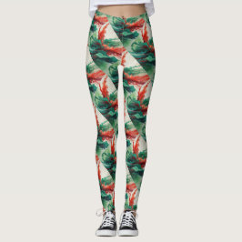 Gröna röda vätskebalkar leggings
