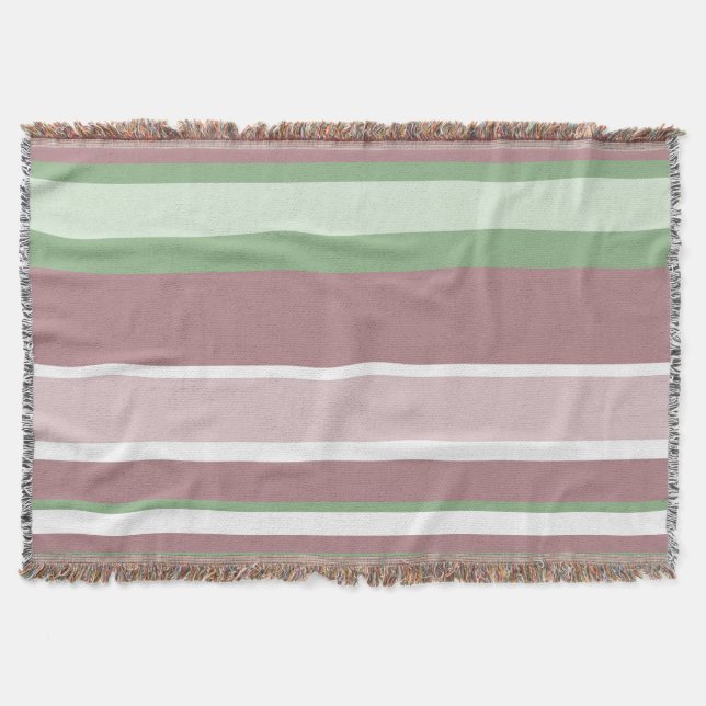 Gröna, rosa och skära ränder filt (Framsidan)