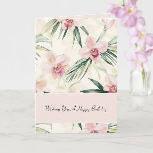 Gröna Rosa Orchidblommor Födelsedag Kort