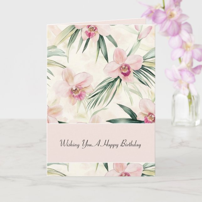 Gröna Rosa Orchidblommor Födelsedag Kort (Orkide)