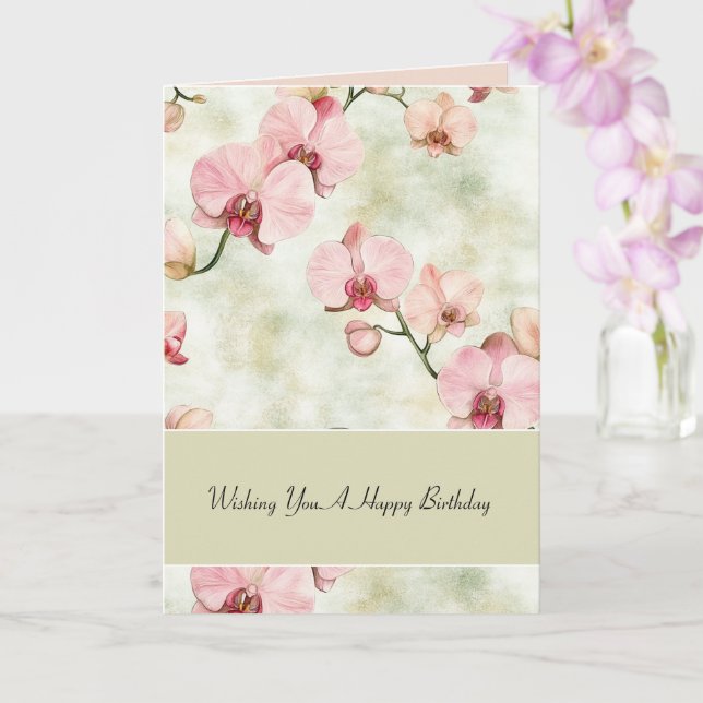 Gröna Rosa Orkidé Blommor Födelsedag Kort (Orkide)