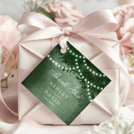 Gröna rustika trädskärmar Ljuskronor Skogbröllop Gåvor Etiketter