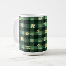 Gröna rutiga guld Shamrocks St. Patrick's Day Kaffemugg