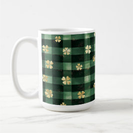 Gröna rutiga guld Shamrocks St. Patrick's Day Kaffemugg