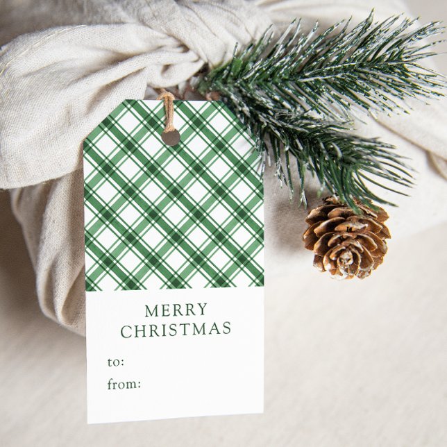 Gröna Rutiga Julpresentkort Presentetikett (Green Plaid Christmas Gift Tags
)